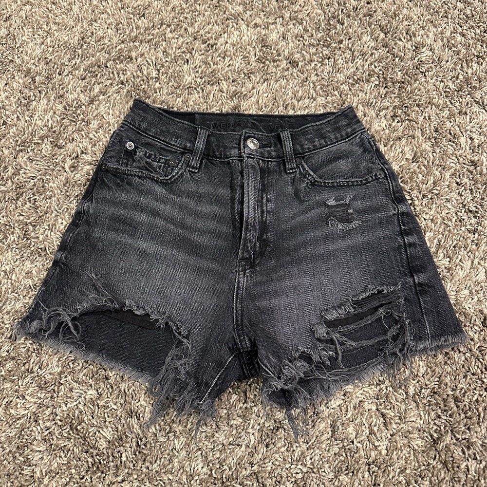 American Eagle Outfitters Black Distressed Jean Shorts